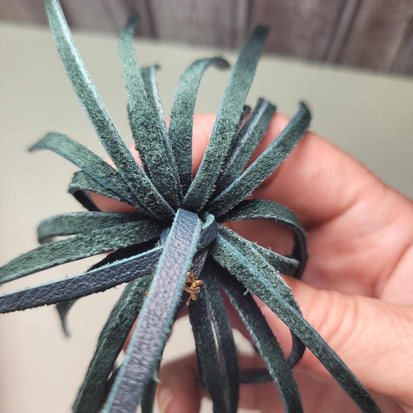 Parure de sac à main en vrai cuir vert recyclé