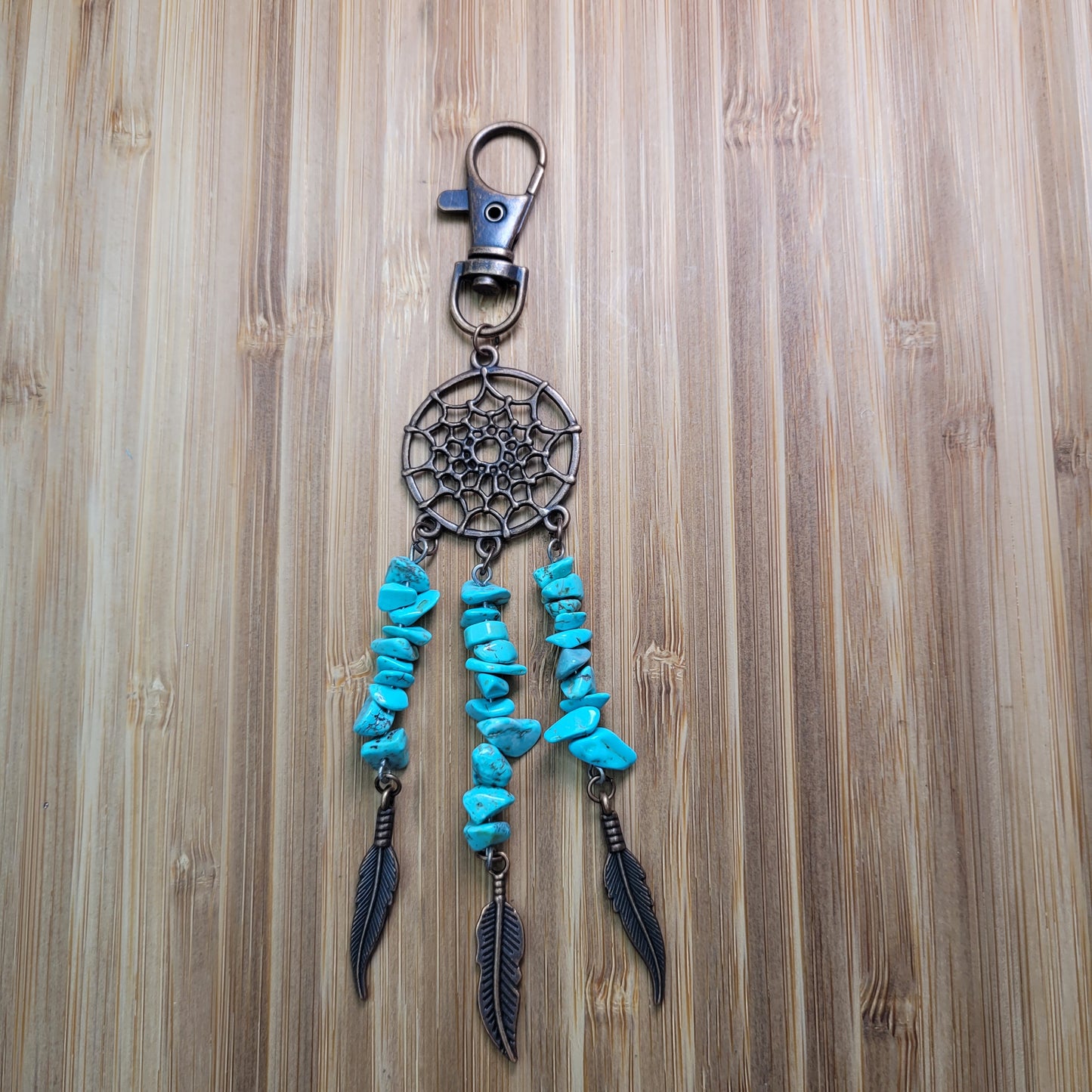 Capteur de rêve porte-clés avec pierres turquoise