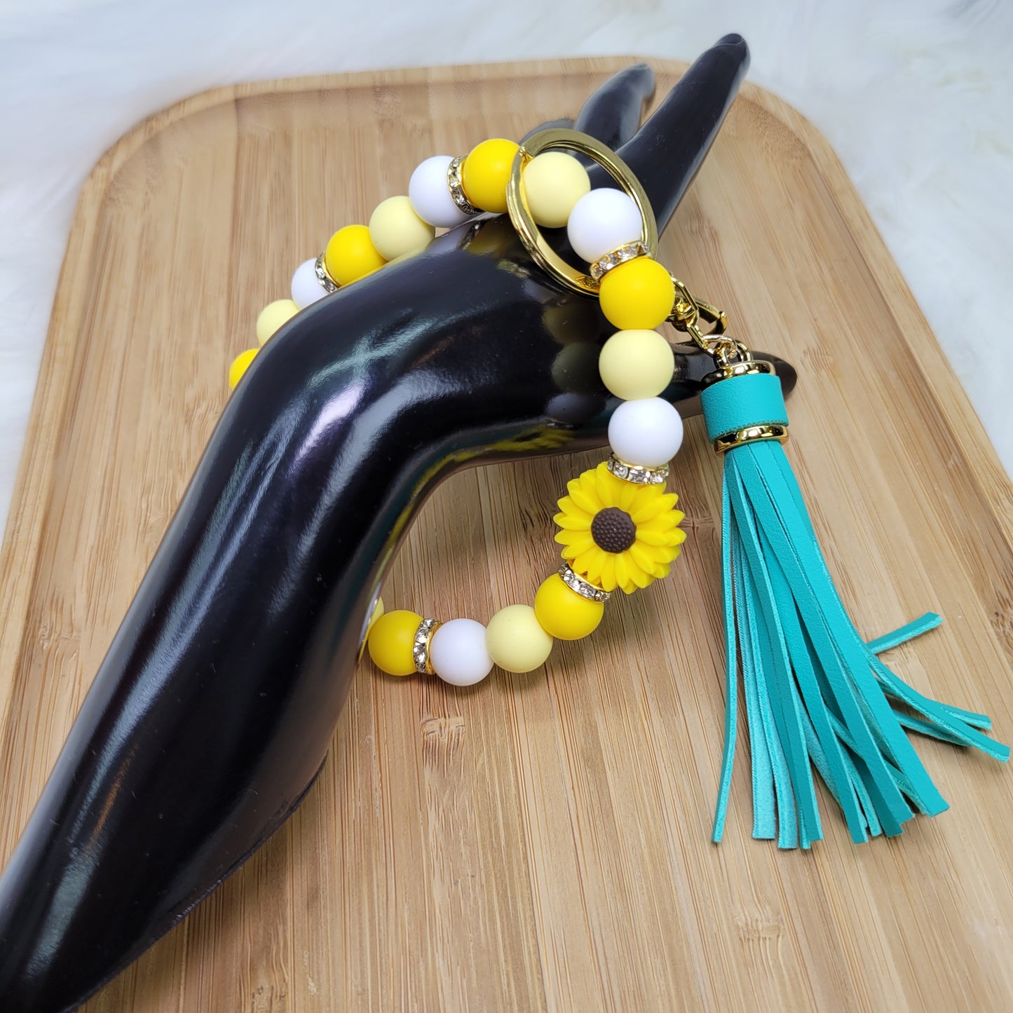 Bracelet porte-clé en perles de silicone