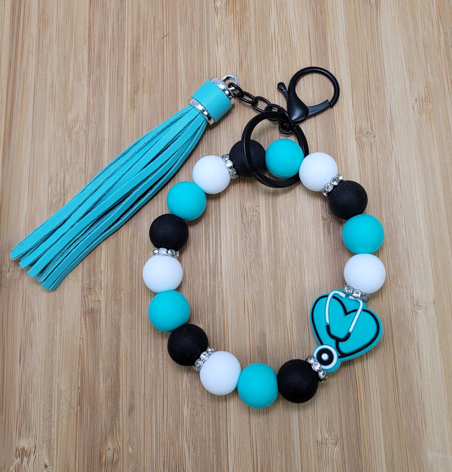 Bracelet porte-clé en perles de silicone