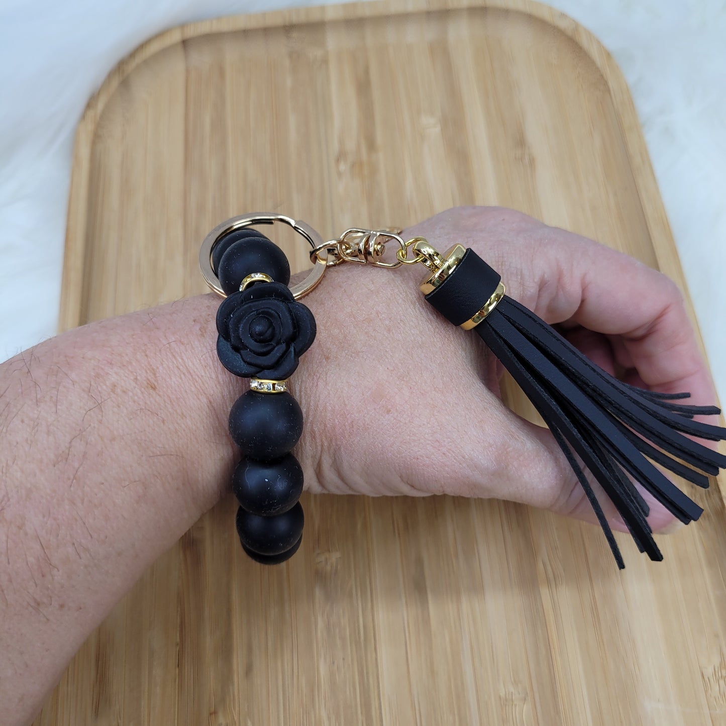 Bracelet porte-clé en perles de silicone