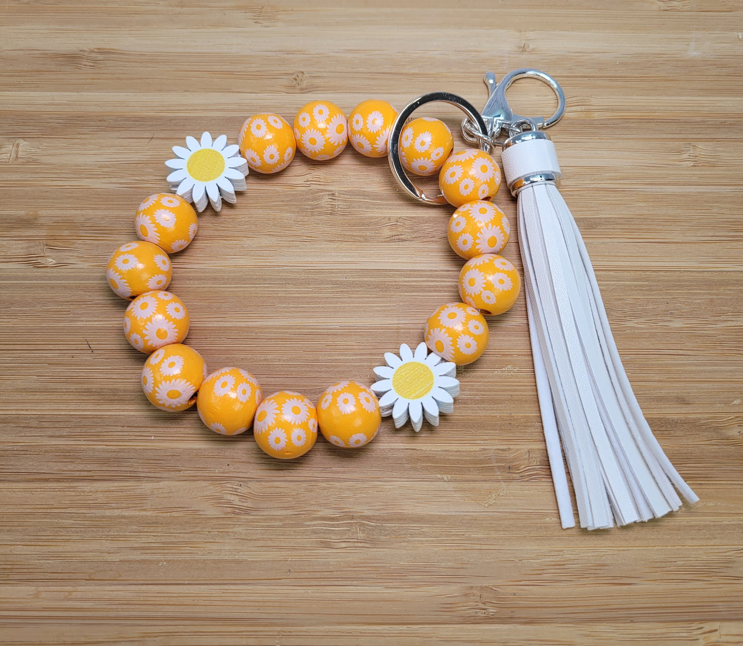 Bracelet porte-clé en perles de bois