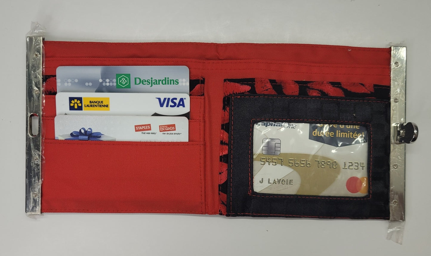 Portefeuille noir et rouge