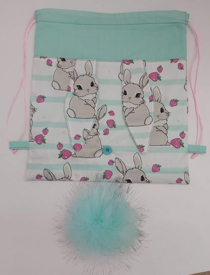 Sac à corde lapin avec pompon amovible.