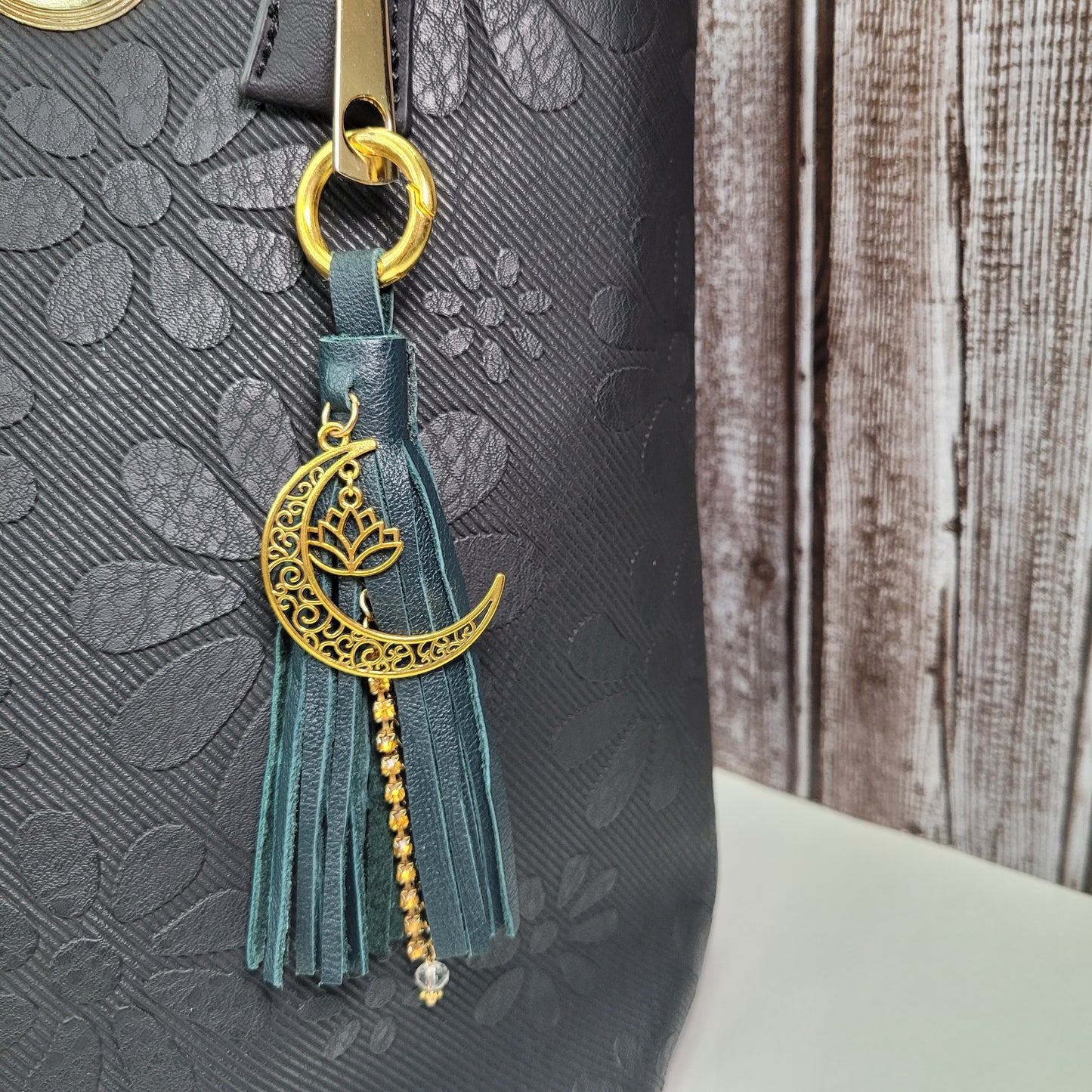 Parure de sac à main en vrai cuir vert recyclé
