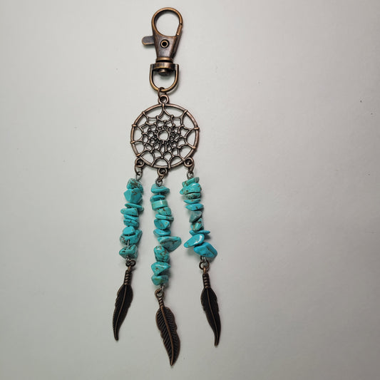 Capteur de rêve porte-clés avec pierres turquoise