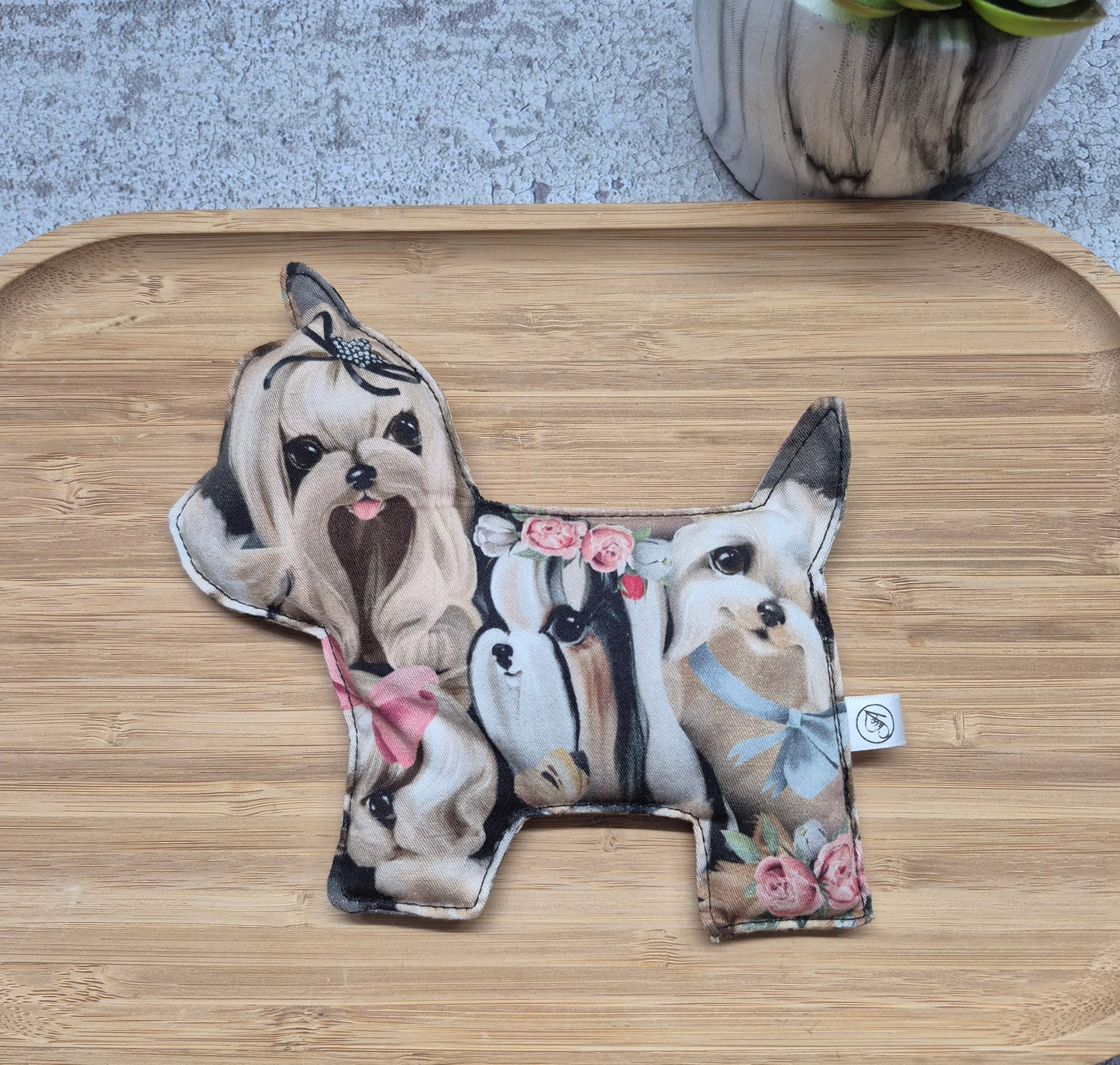Bouillotte sèche en forme de chien