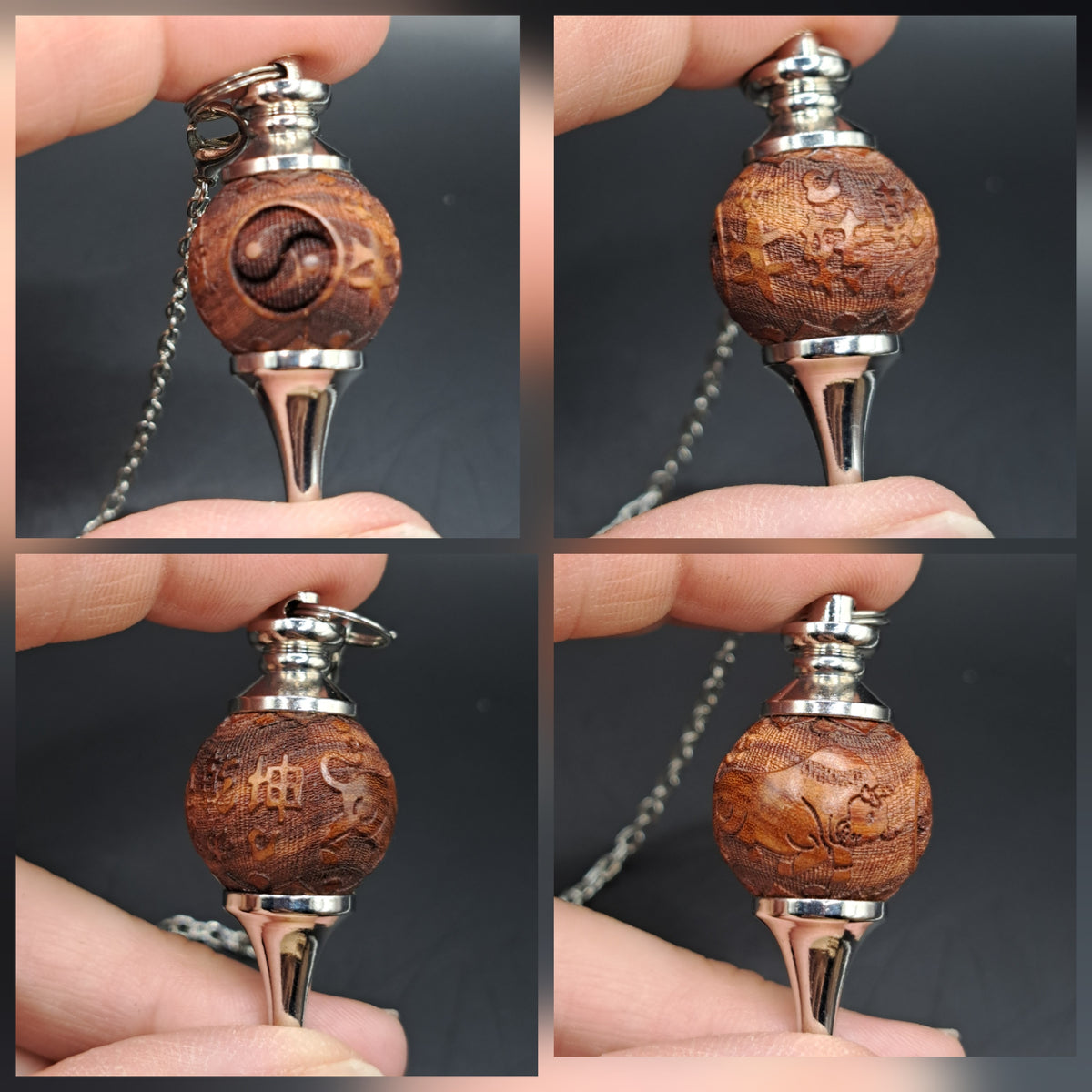 Pendule sculpté breloque soleil