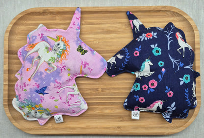 Bouillotte sèche en forme de licorne