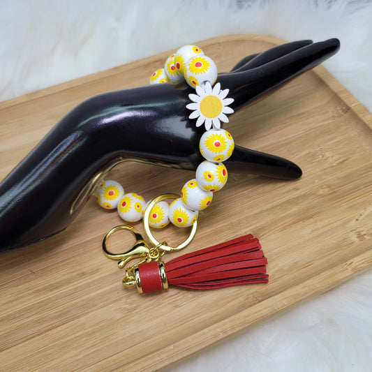 Bracelet porte-clé en perles de bois