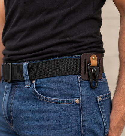 Support de ceinture avec mousqueton en cuir