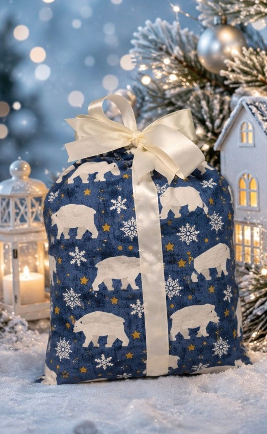 Sac cadeau en tissu avec son ruban/boucle