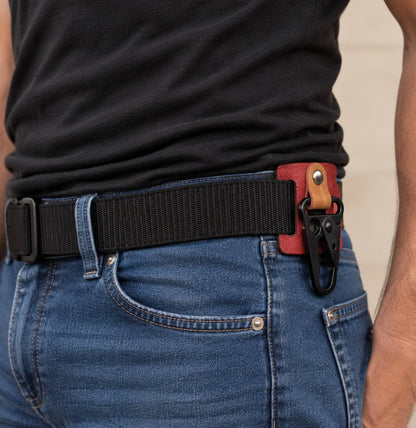 Support de ceinture avec mousqueton en cuir