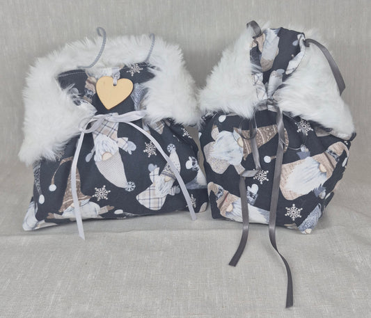 Duo sac cadeau en tissu avec son ruban/boucle
