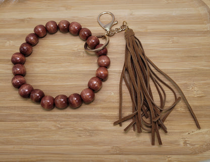 Bracelet porte-clé boho en perles de bois