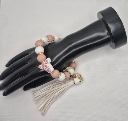 Bracelet porte-clé en perles de silicone