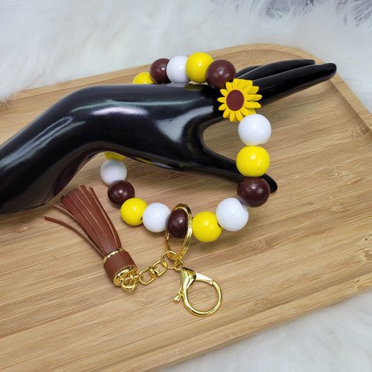 Bracelet porte-clé en perles de bois
