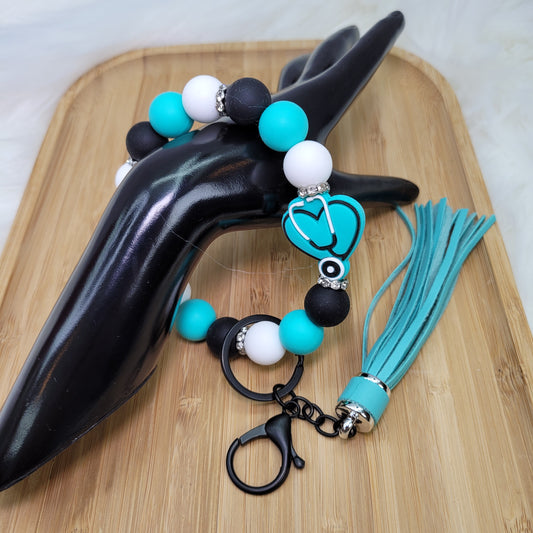 Bracelet porte-clé en perles de silicone