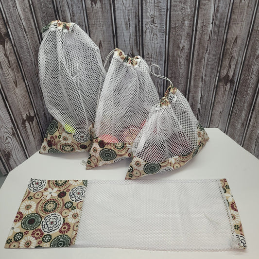 Ensemble de 4 sacs en filet pour fruits et légumes